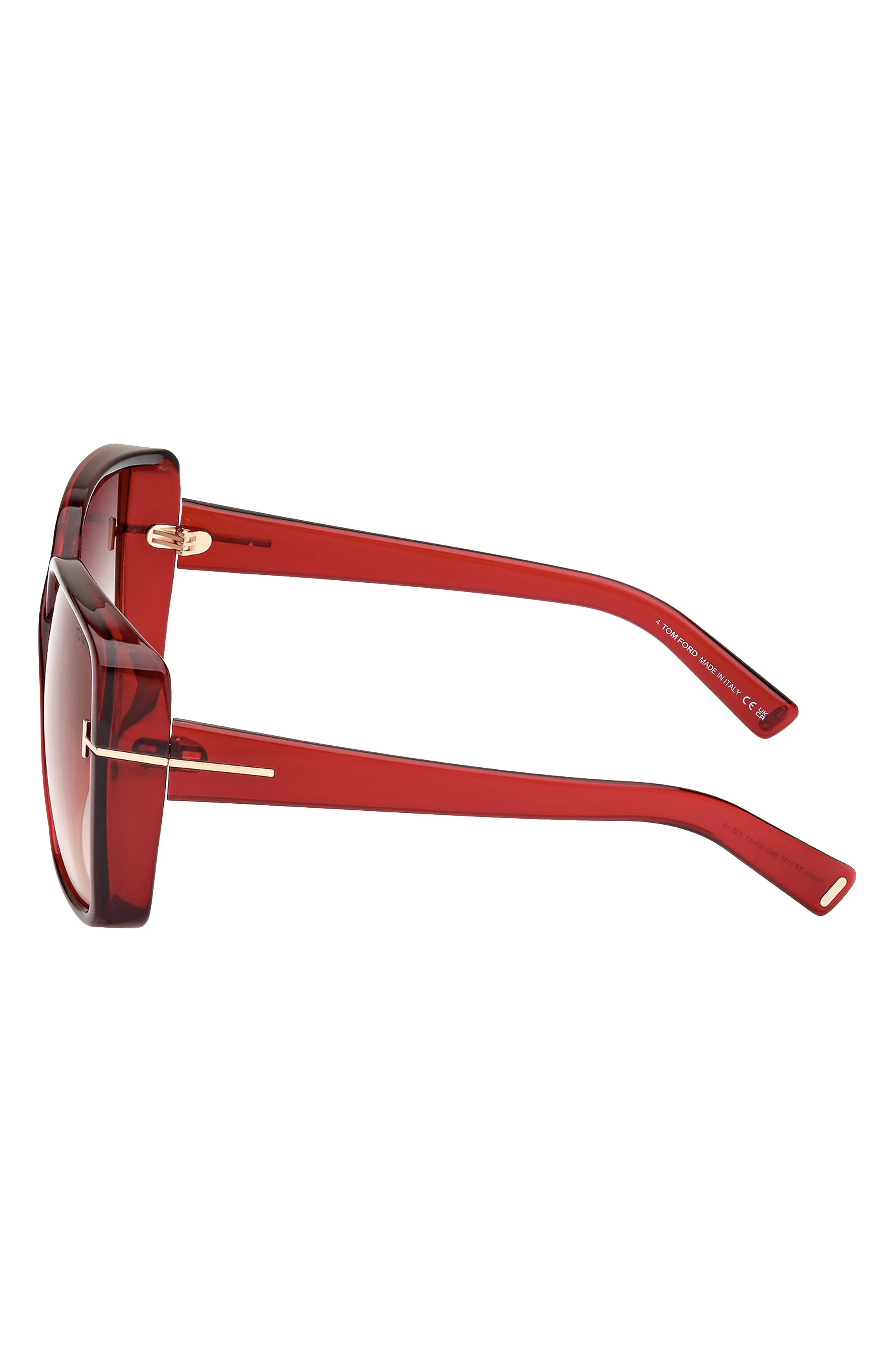 Yvonne 63mm Oversize Gradient Butterfly Sunglasses in Shiny Transparent Red /Brown - 7