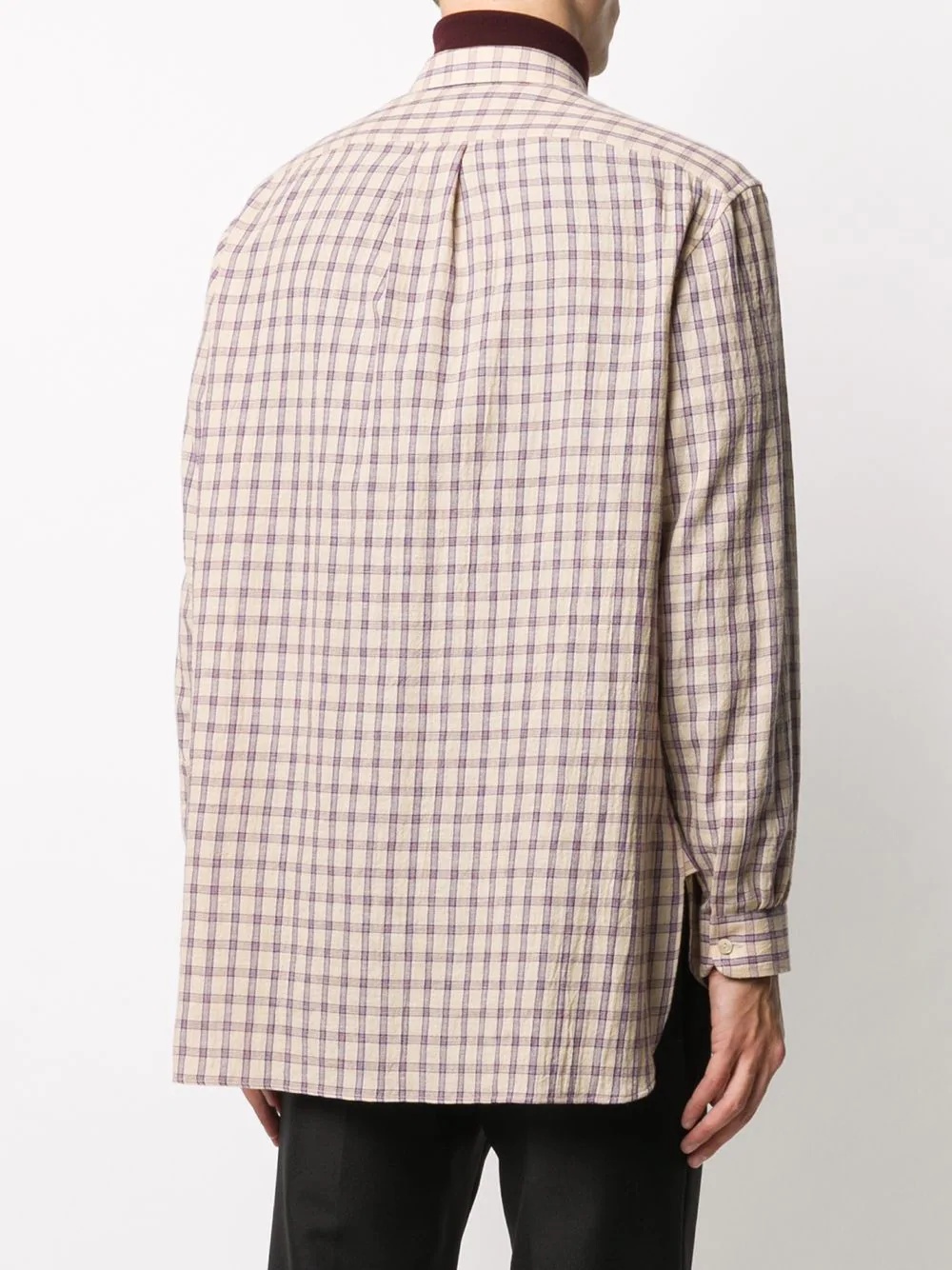 bird-embroidered check shirt - 4