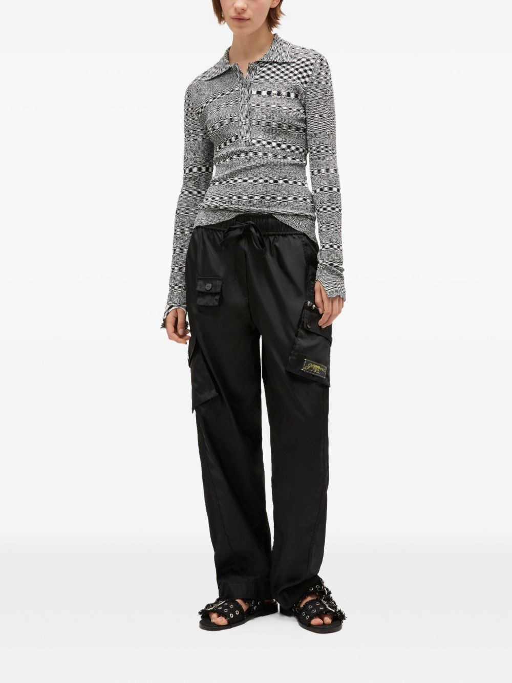 space-dye check polo neck top - 2