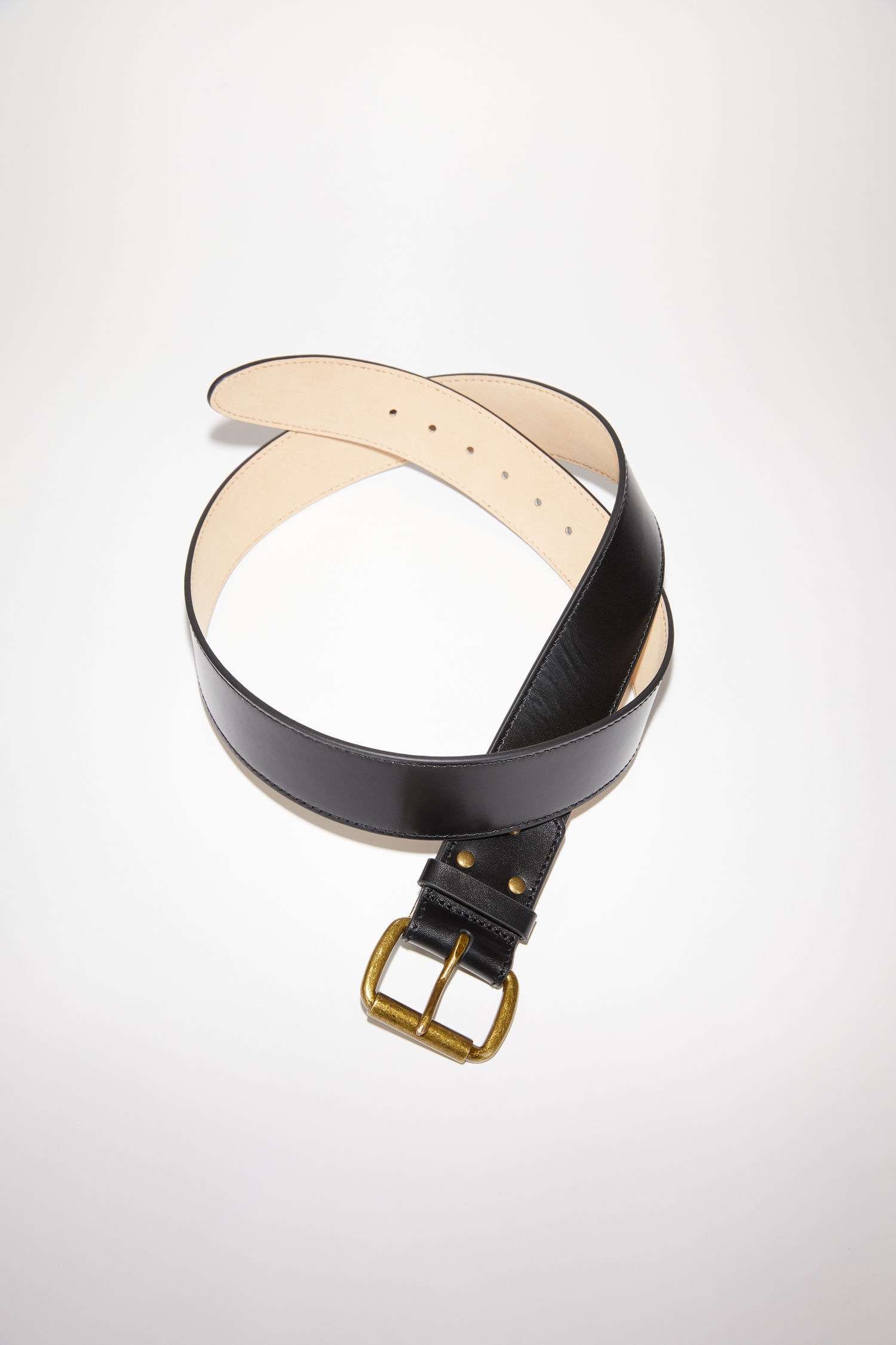 Wide leather belt - Black - 1