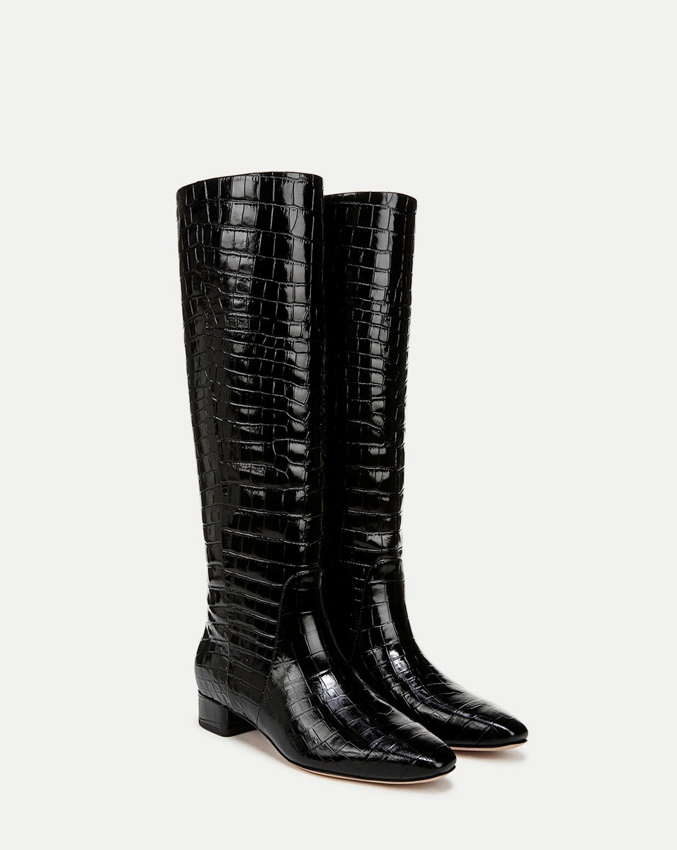 CECILE CROC-EMBOSSED TALL BOOT - 2