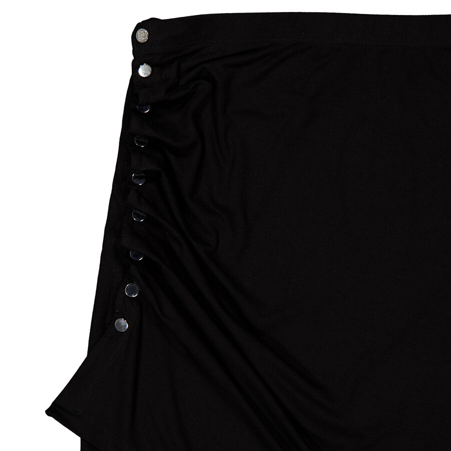 Rabanne Ladies Black Ruched-Detail Asymmetric Miniskirt - 2