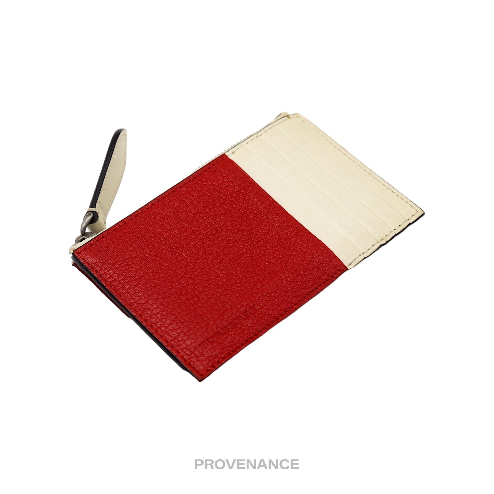 Burberry Two Tone Zip Card Wallet - Red/White - 6