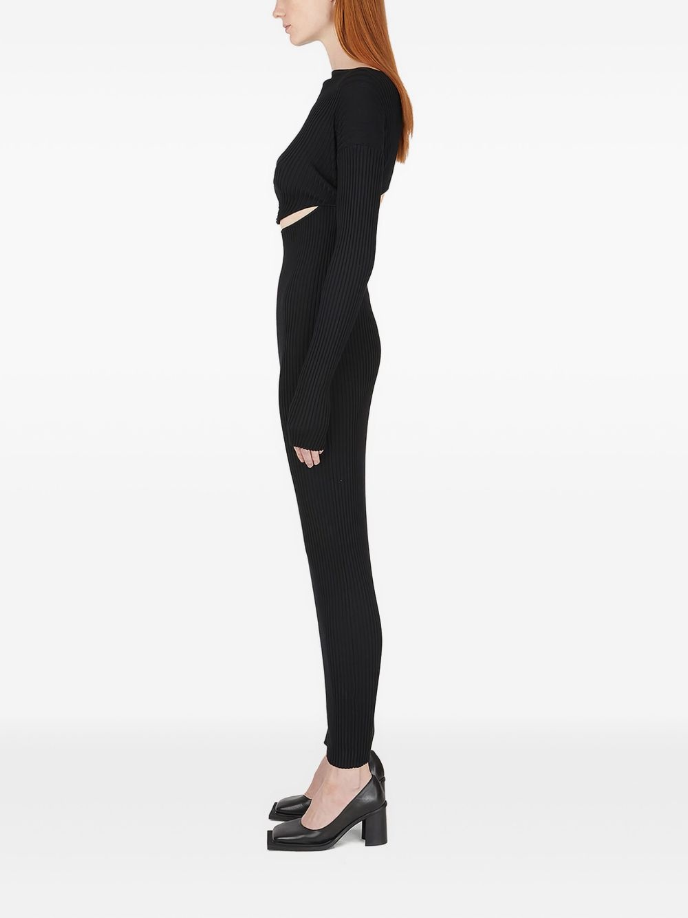 ribbed high-neck cut-out midi dress - 3
