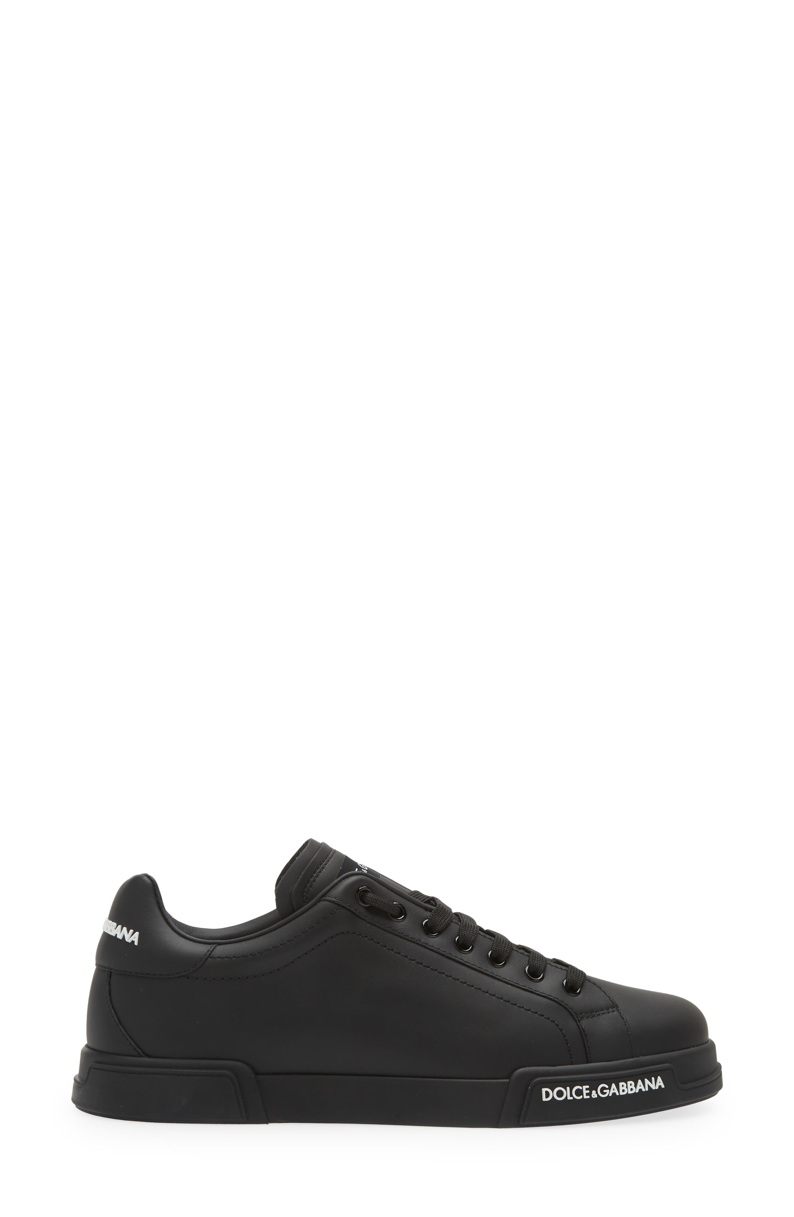 Dolce&Gabbana Portofino Logo Detail Sneaker in Black/Black at Nordstrom - 3
