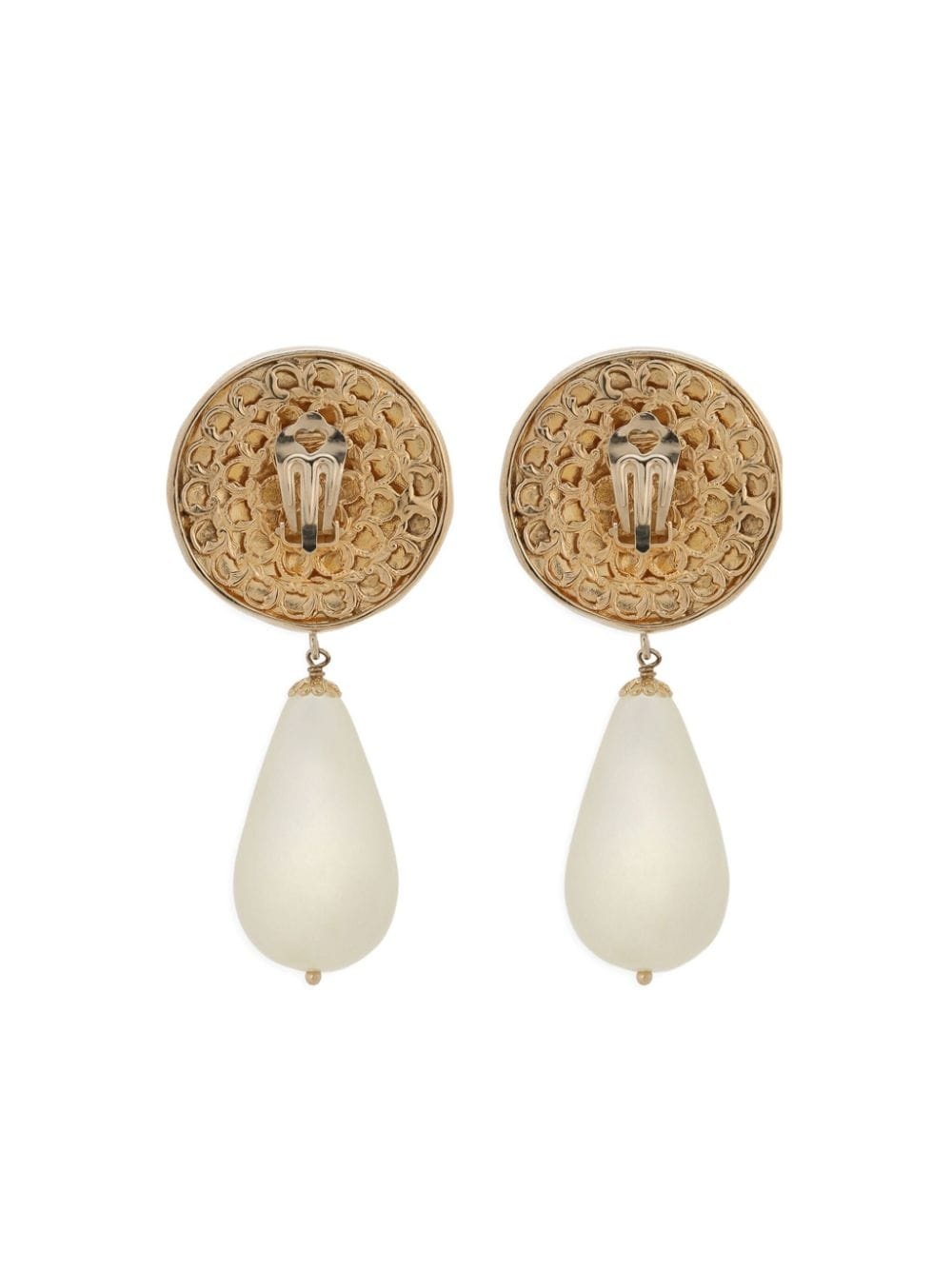 logo-embossed drop earrings - 2