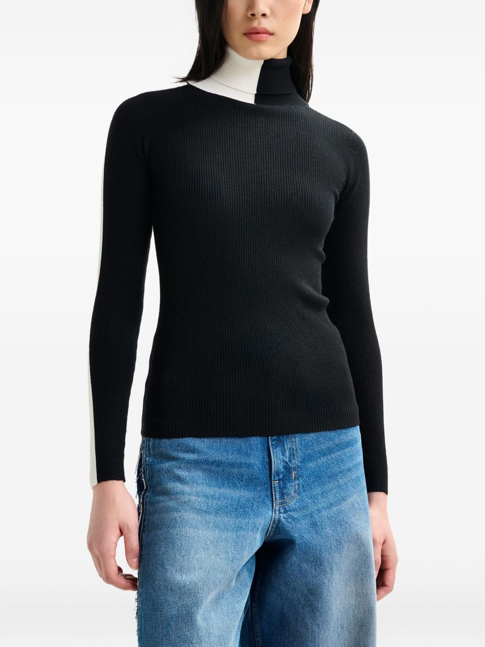 stripe-detail turtleneck sweater - 3