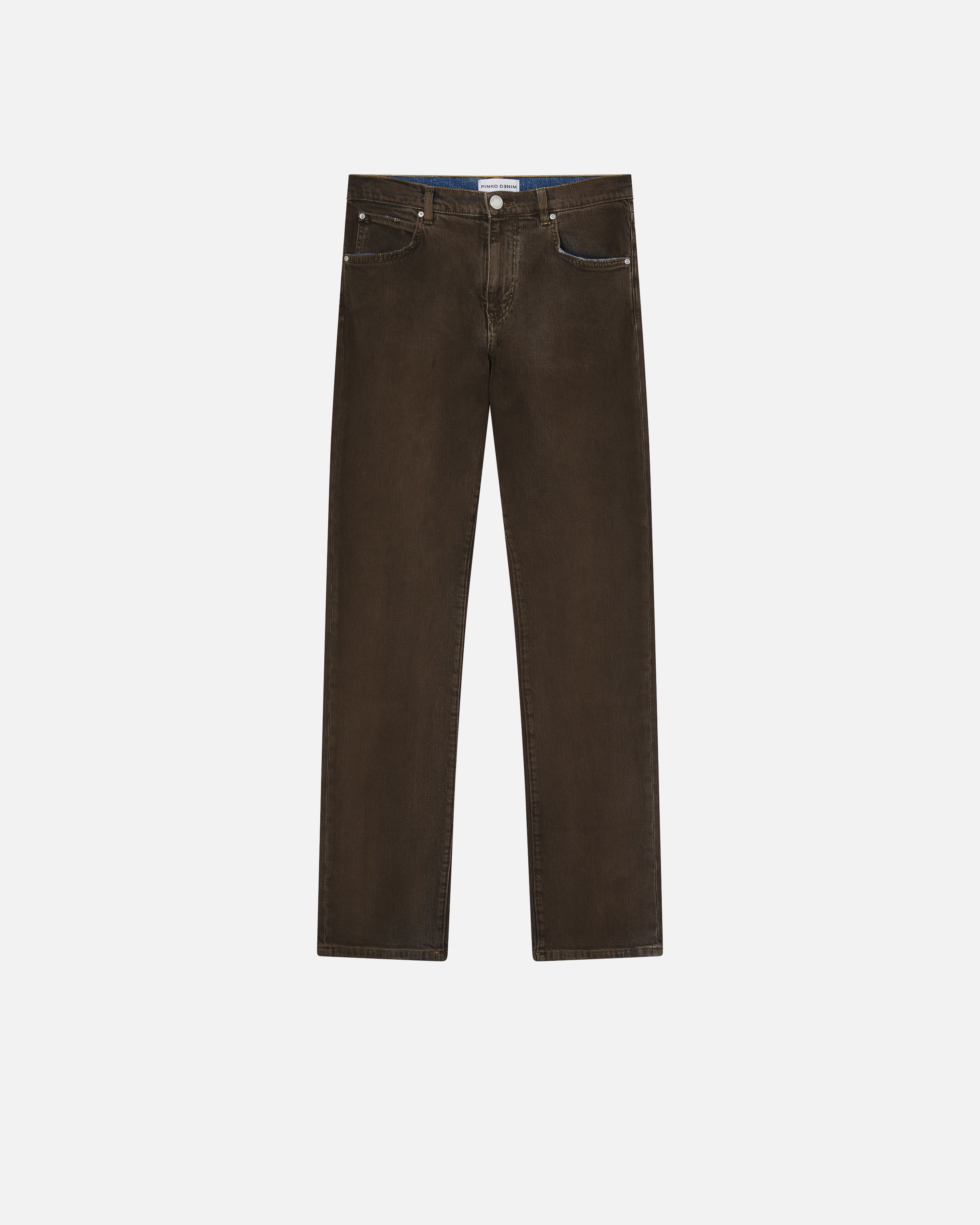 STRAIGHT DENIM JEANS WITH BROWN SPRAY - 1