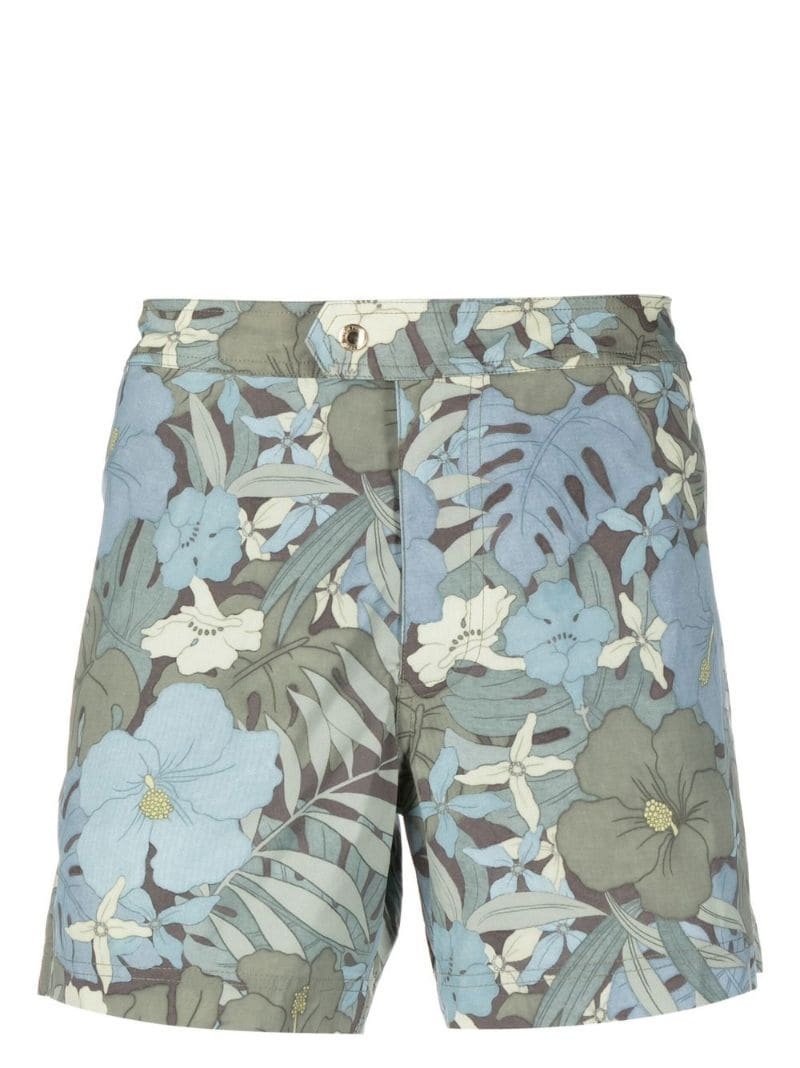 leaf-print swim shorts - 1