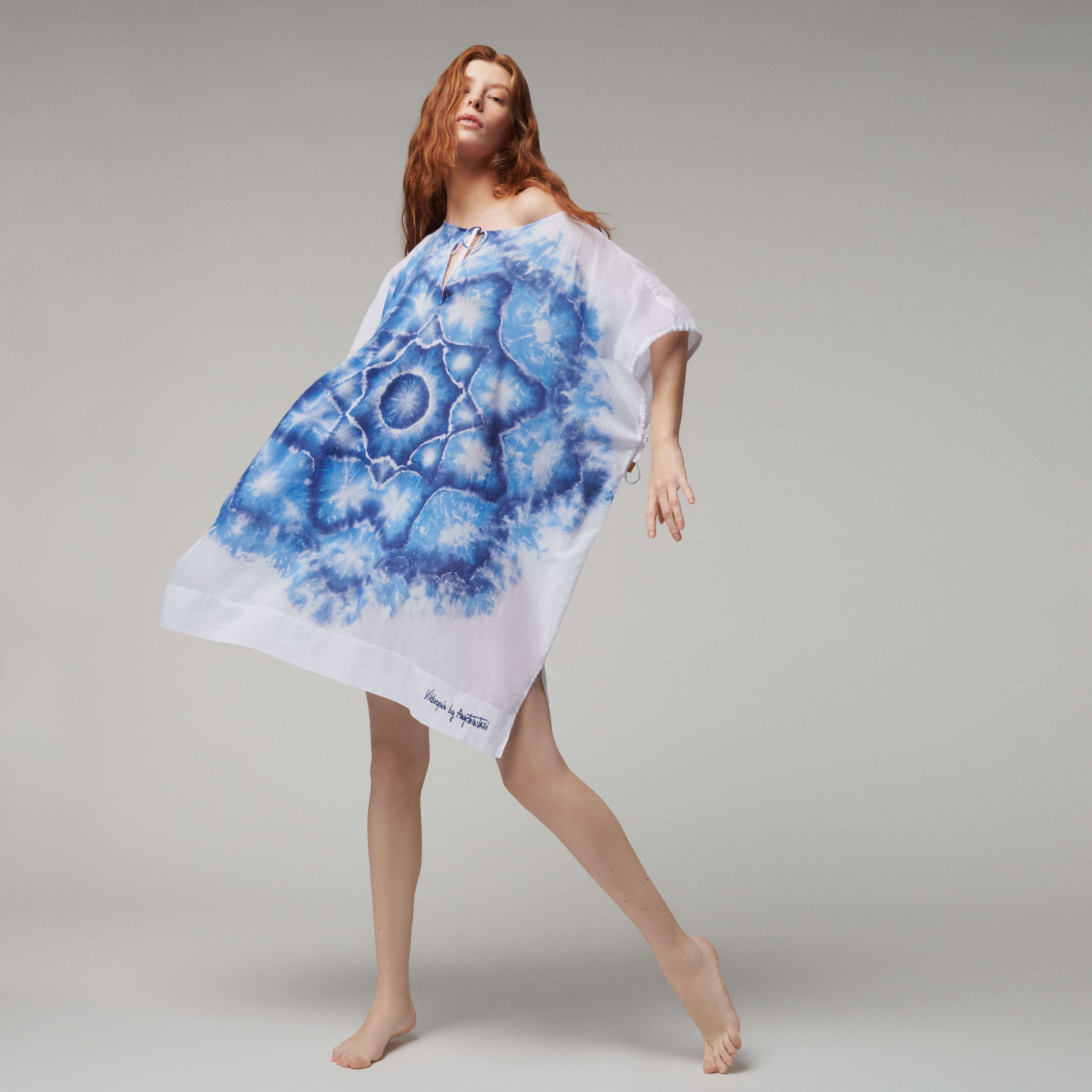 Women Organic Cotton Voile Square Dress Tie & Dye- Vilebrequin x Angelo Tarlazzi - 2