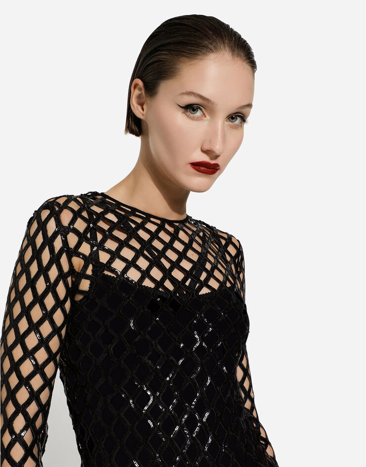 Long sequined mesh dress - 5