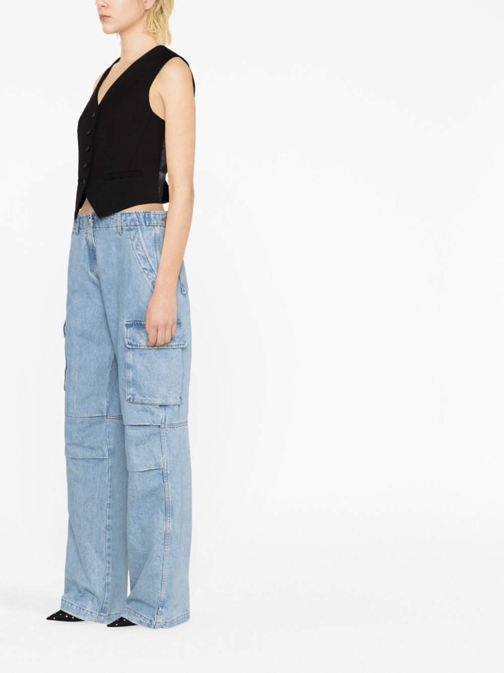 denim cargo trousers - 4