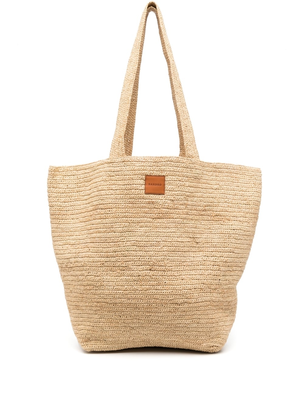 logo-patch raffia tote bag - 1