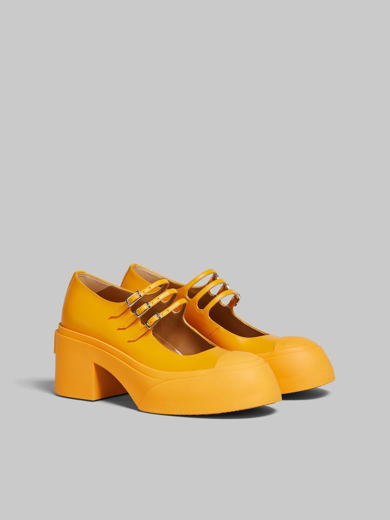 Marni ORANGE LEATHER PABLO TRIPLE-BUCKLE MARY JANE SHOE outlook