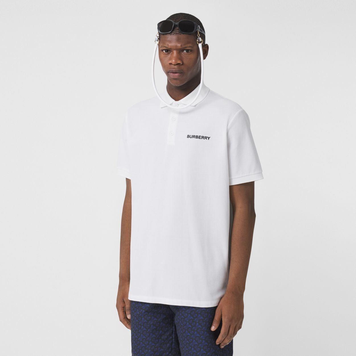 Monogram Motif Cotton Piqué Oversized Polo Shirt - 6