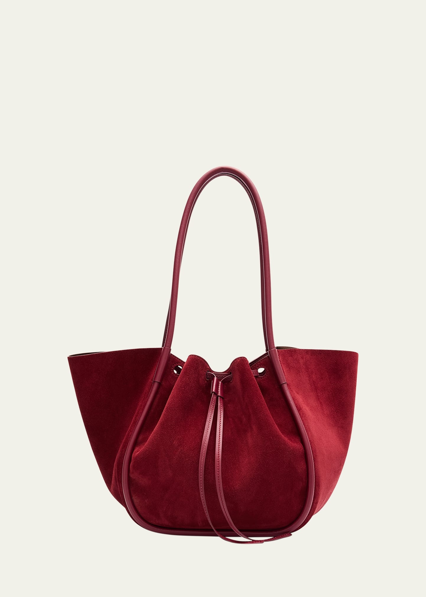 Large Ruched Suede Tote Bag - 1