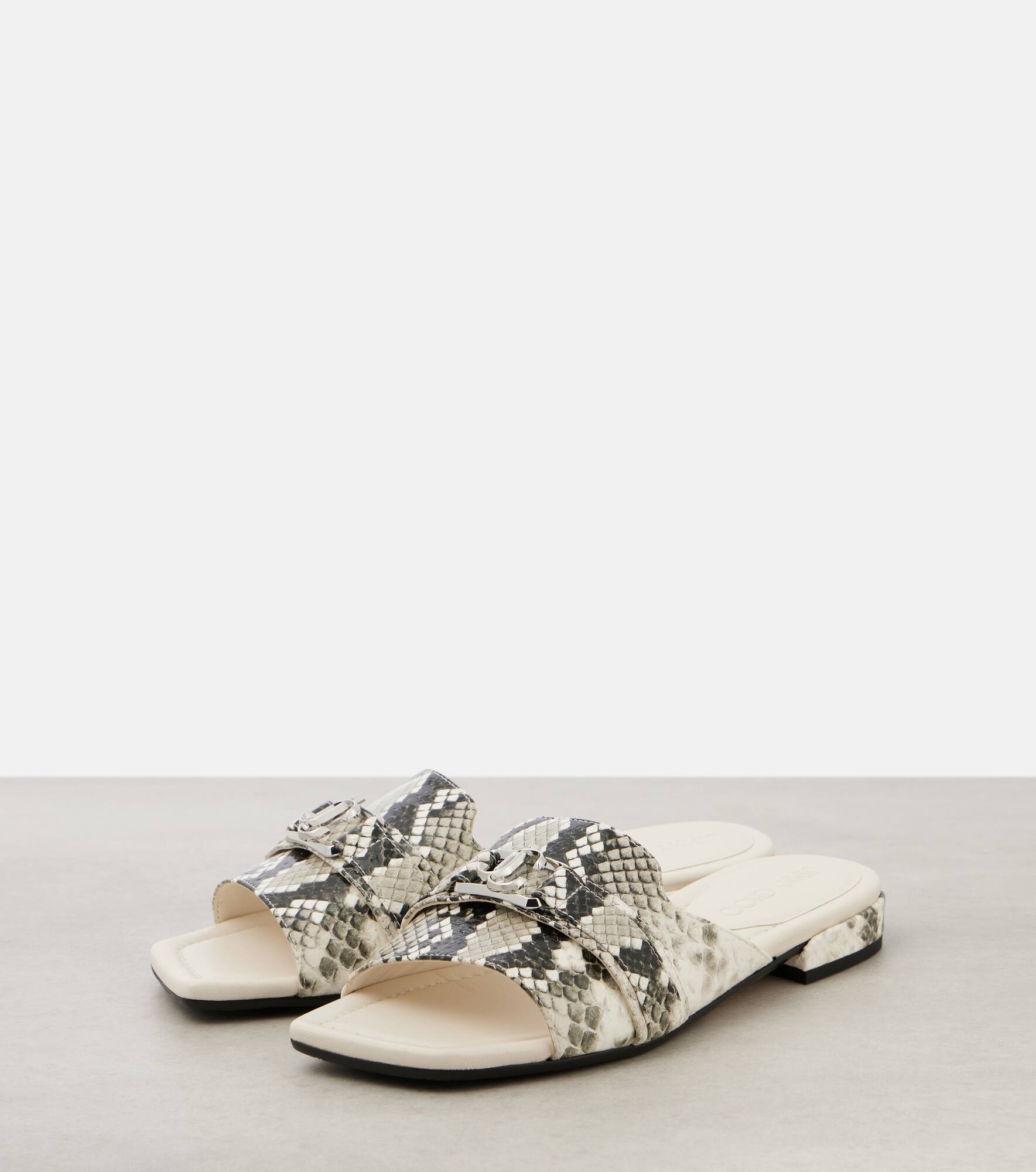 Nako snake-effect leather slides - 5
