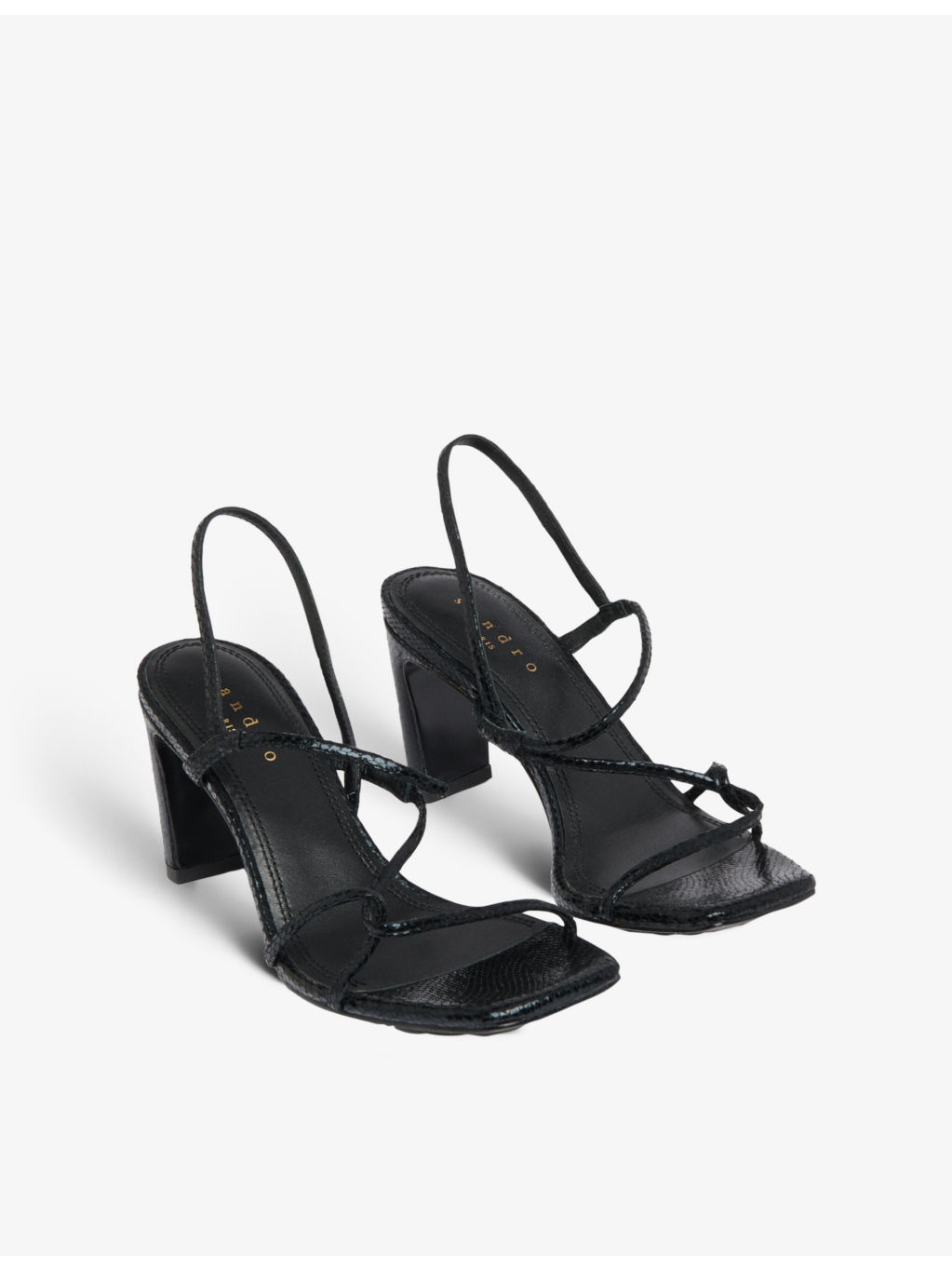 Faye snakeskin-embossed leather strappy sandals - 3