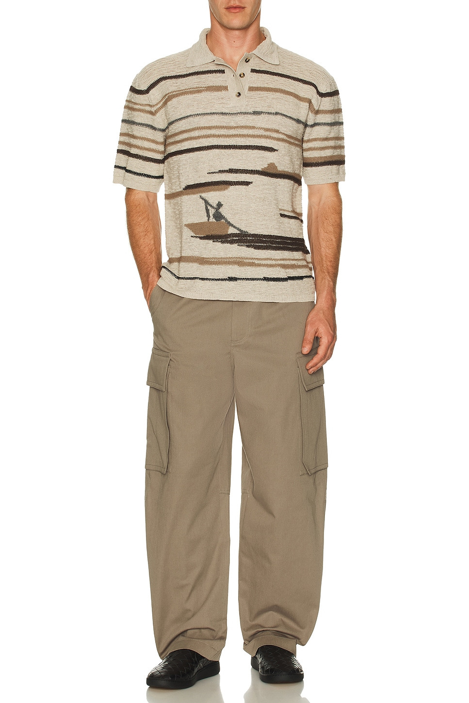 Washed Irregular Cotton Twill Cargo Trousers - 5
