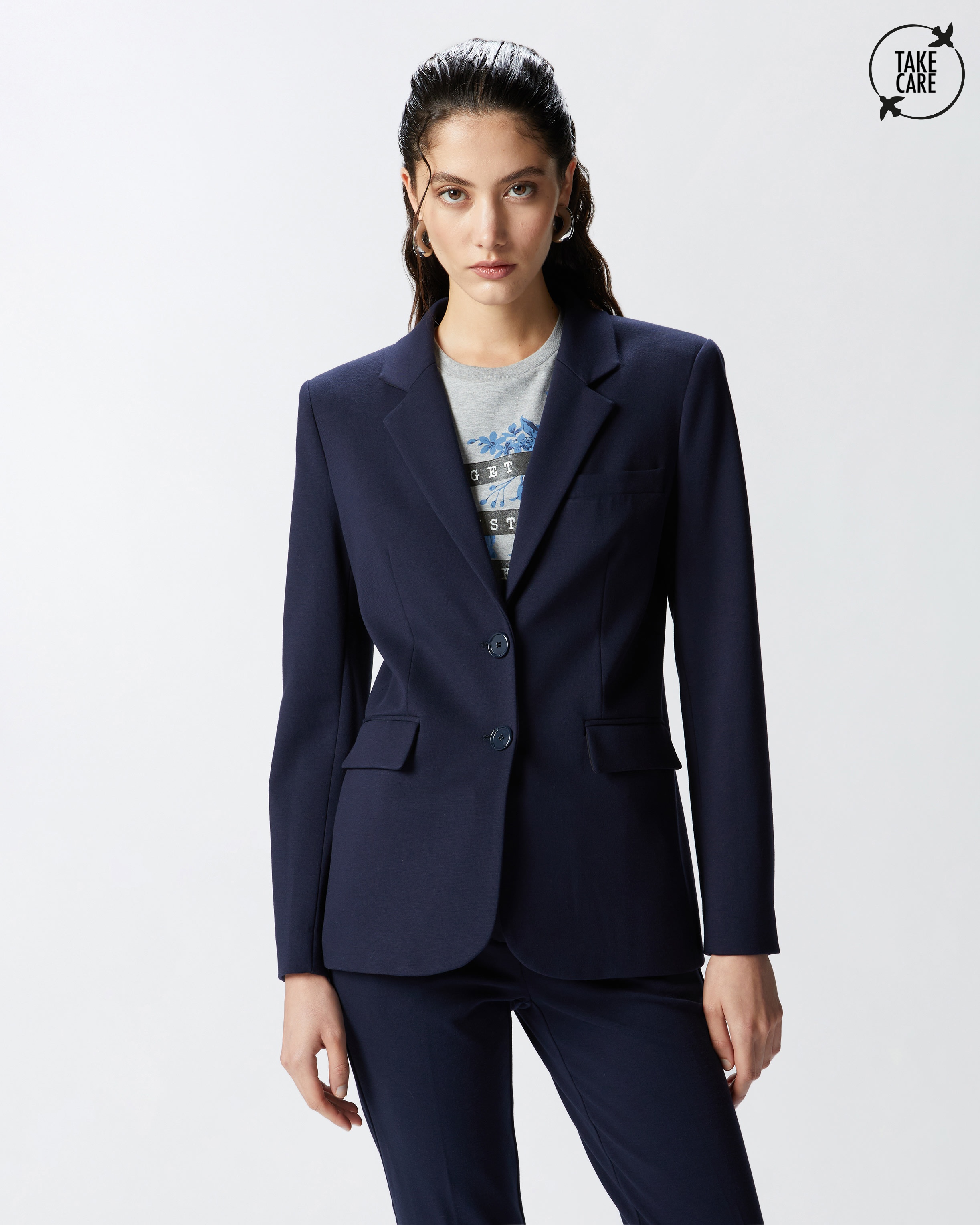 SINGLE-BREASTED BLAZER WITH STRUCTURED SHOULDERS - 2