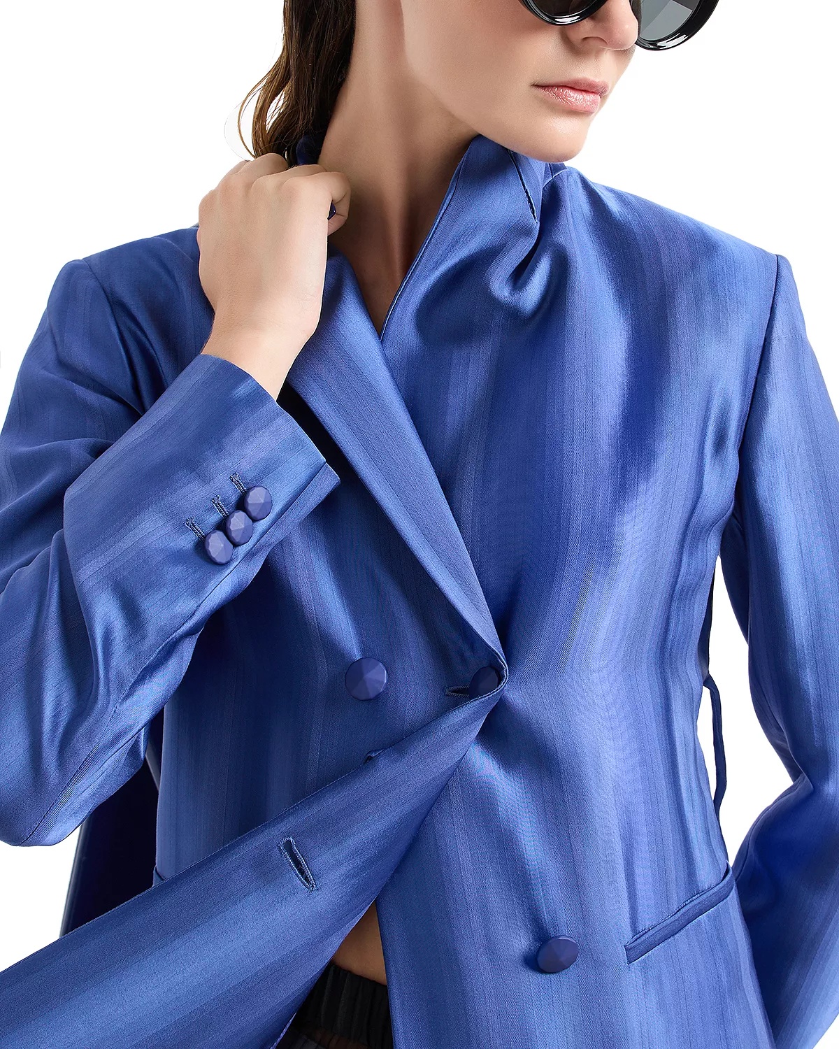 Double Breasted Side Tie Blazer - 4