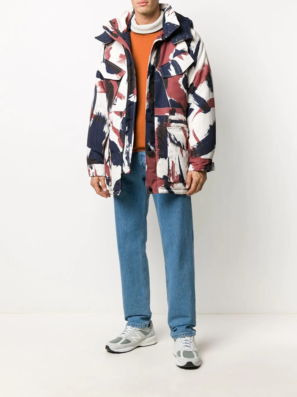 abstract-pattern hooded jacket - 2