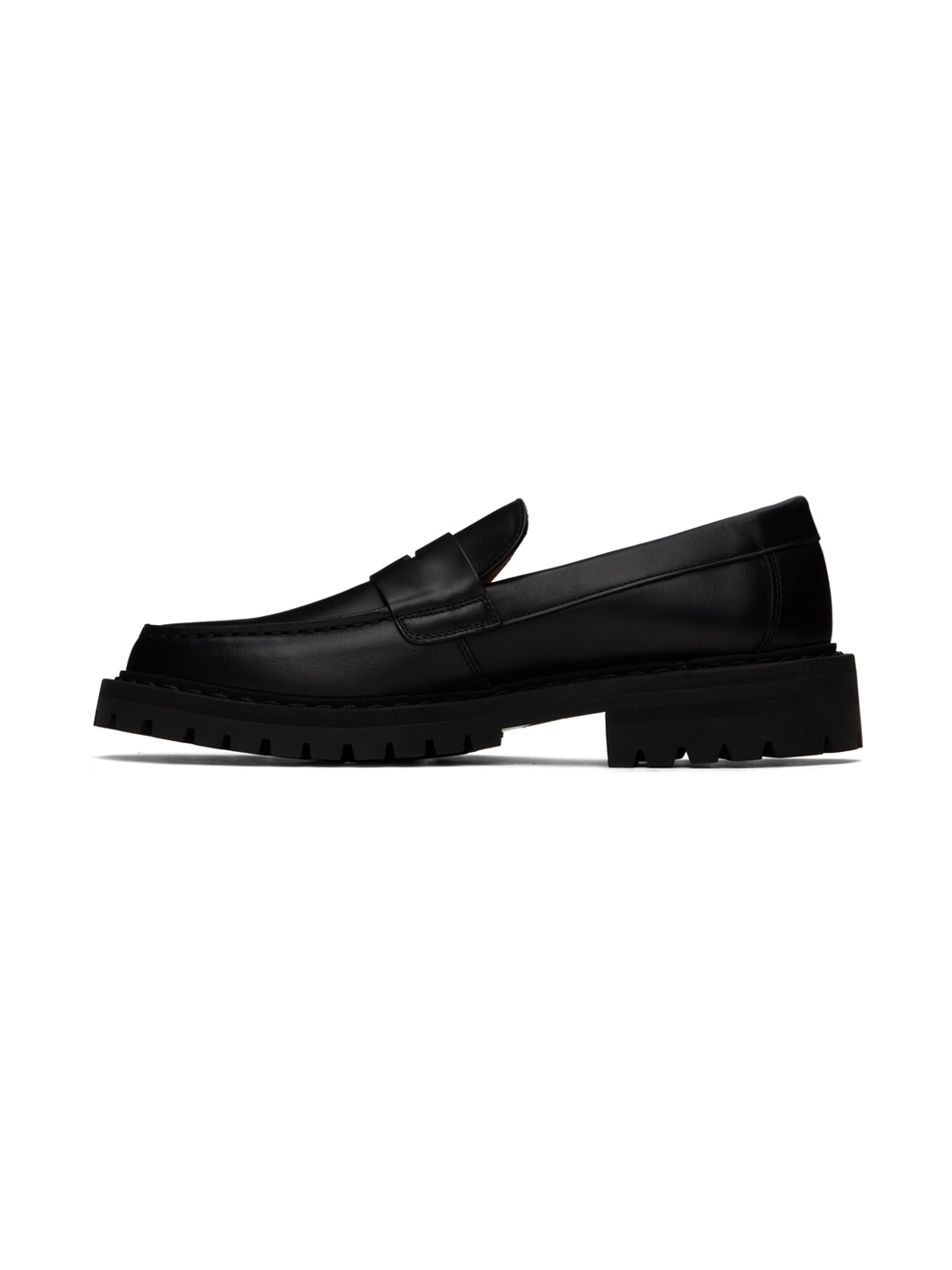 Black Chunk Sole Loafers - 3