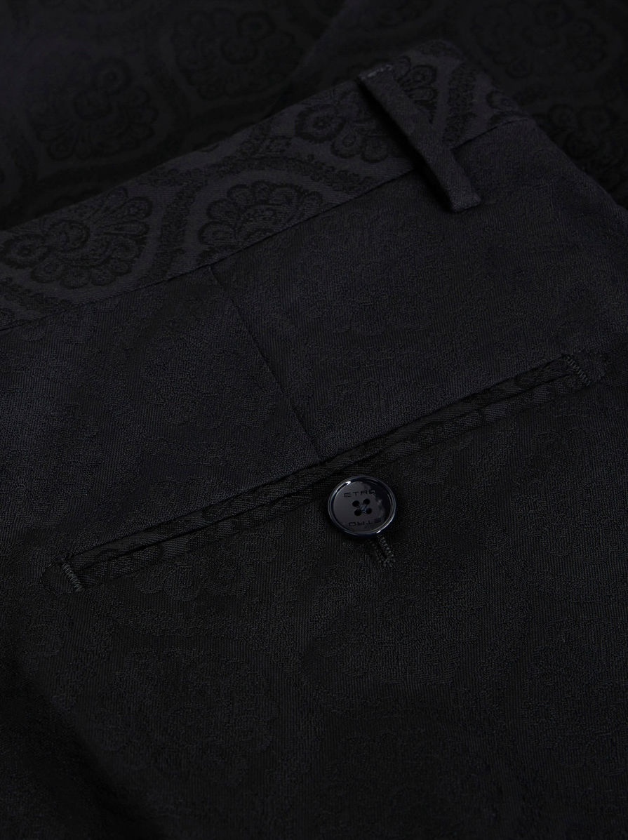 WOOL AND COTTON JACQUARD TROUSERS - 6