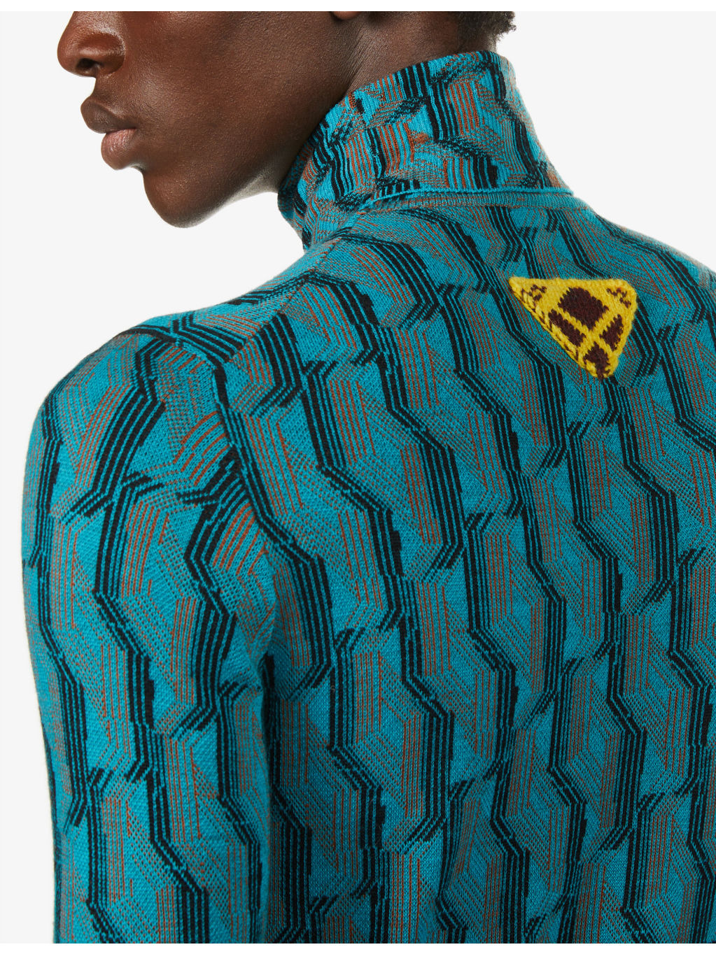 Geometric-pattern turtleneck wool sweatshirt - 5