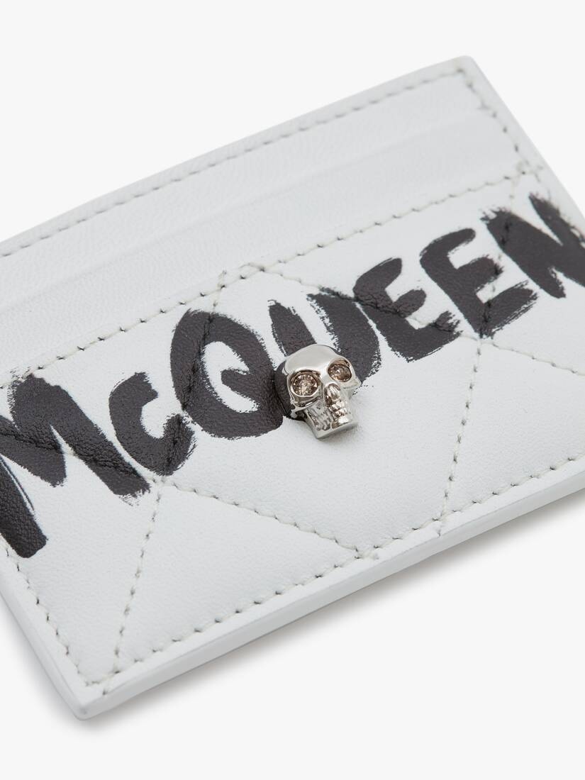 Mcqueen Graffiti Card Holder in White/black - 4