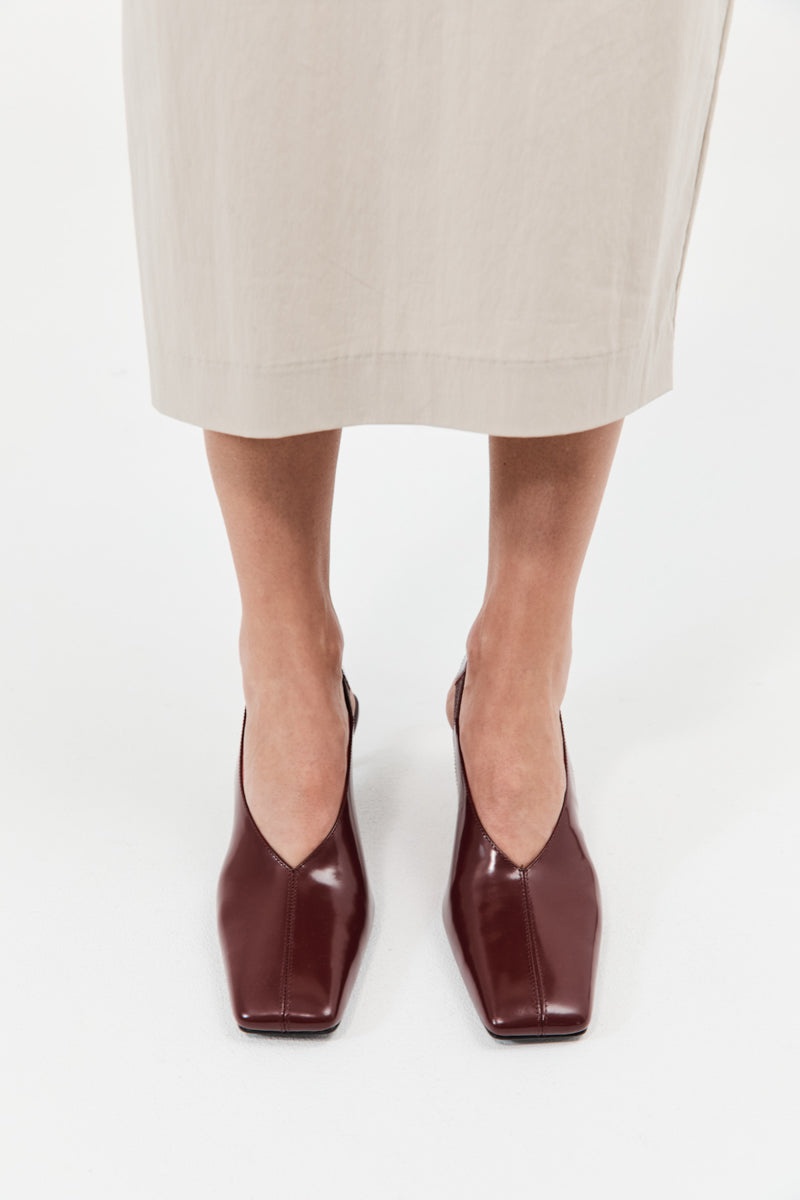 Square Toe Sling Back Heel - Plum - 3