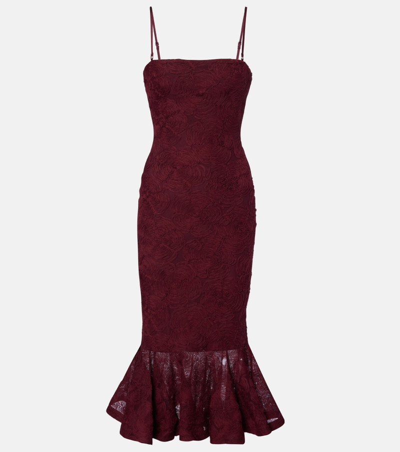 Ruffled floral mesh midi dress 1