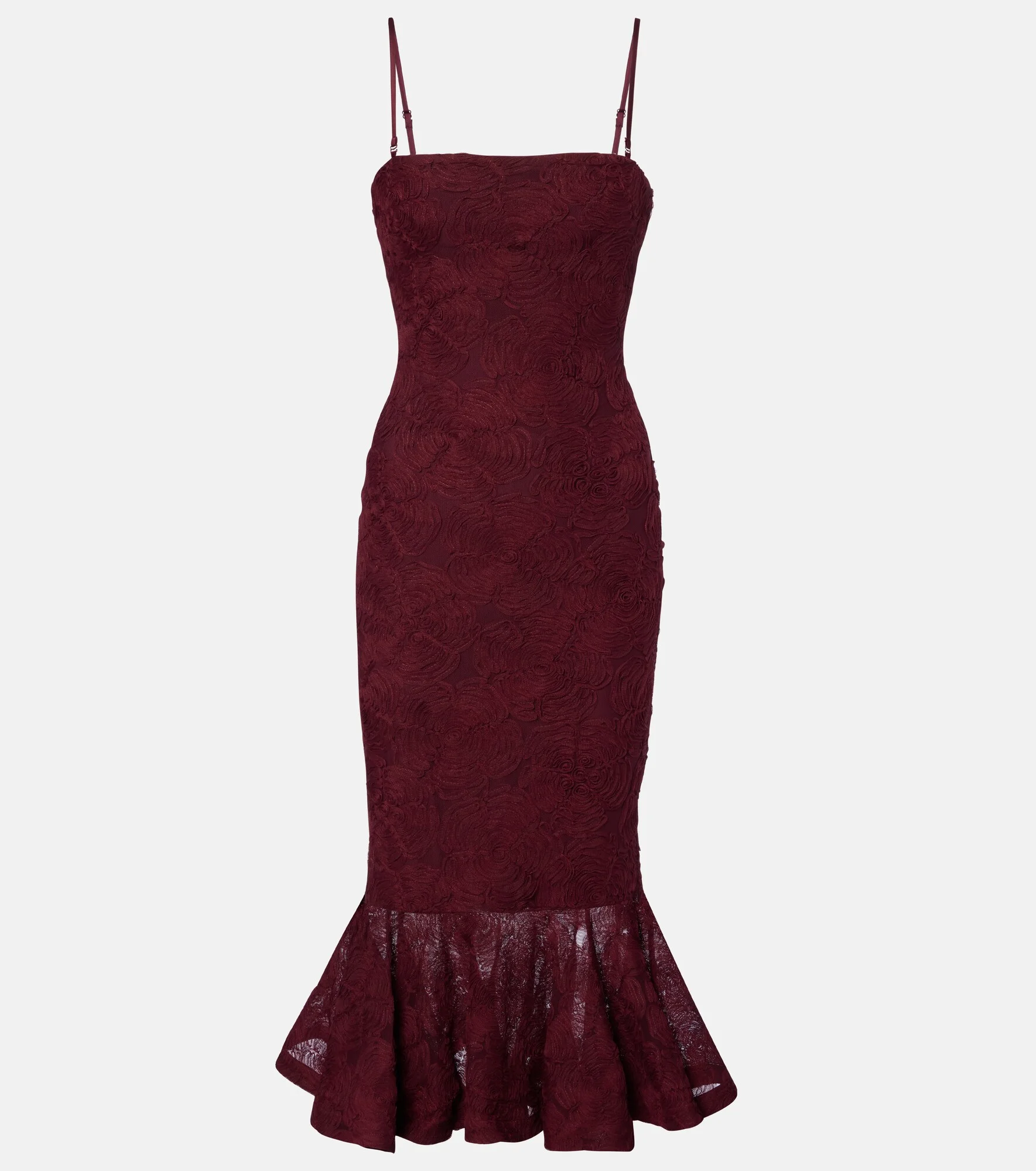 Ruffled floral mesh midi dress - 1