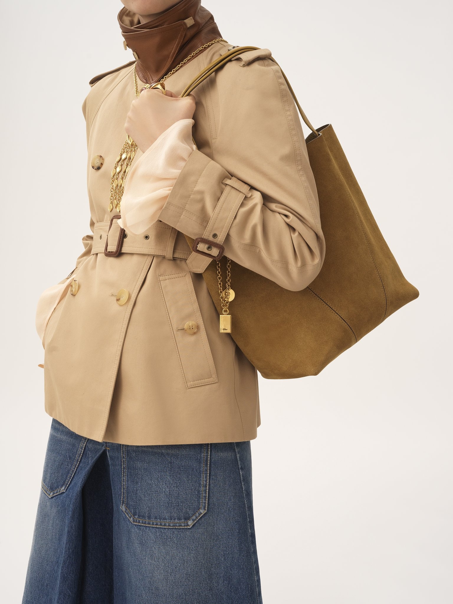 CHLOÉ SPIN TOTE BAG IN SUEDE LEATHER - 3