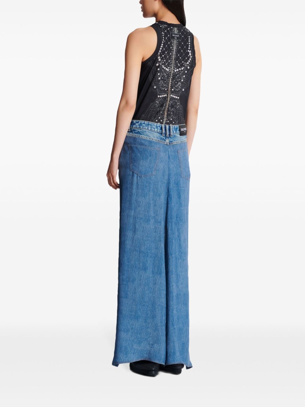 draped denim skirt - 4