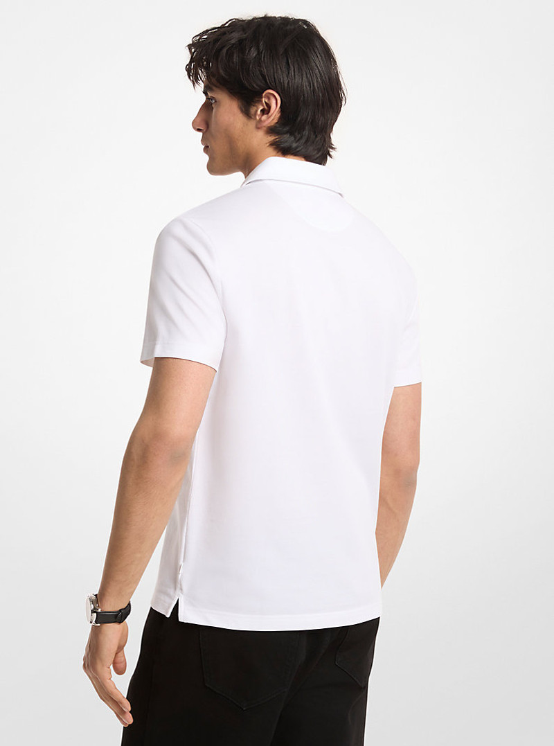 MICHAEL KORS Cotton Blend Piqué Zip-Up Polo Shirt outlook