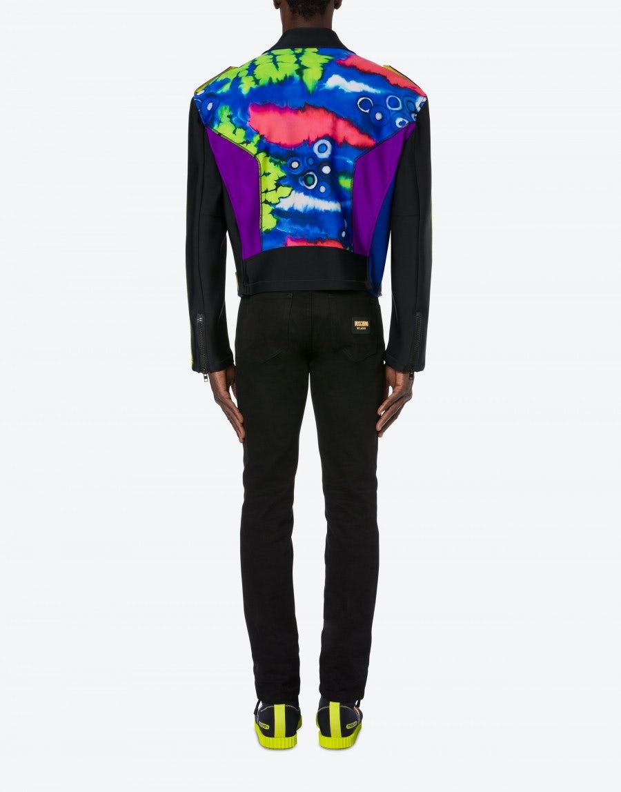 TIE DYE PRINT NYLON ELASTANE SCUBA BIKER - 3