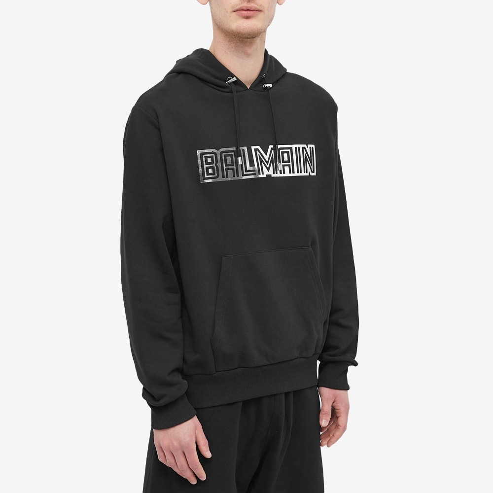 Balmain Paris Logo Metallic Popover Hoody - 5