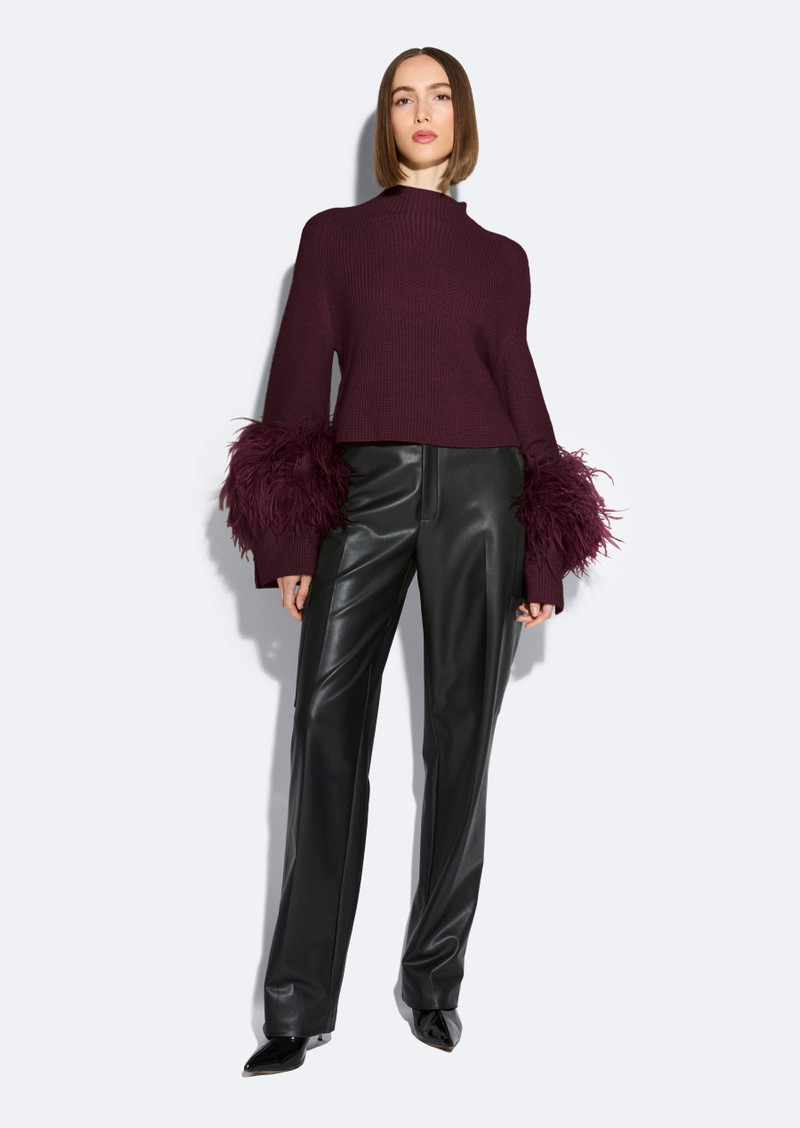LAPOINTE Merino Mock Neck Sweater With Feathers outlook