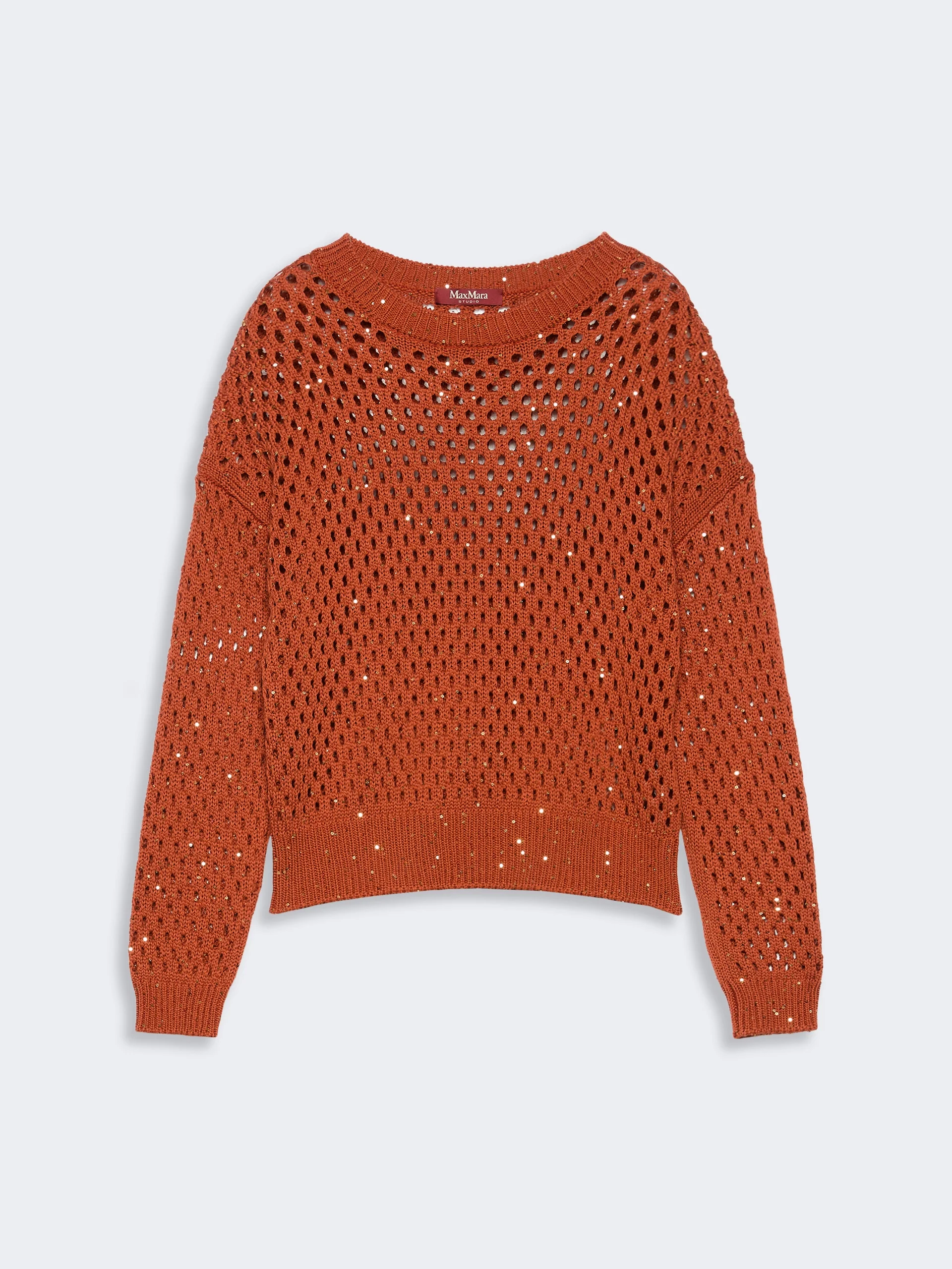 GEYSER Sequinned cotton boxy sweater - TERRA COTTA - 1
