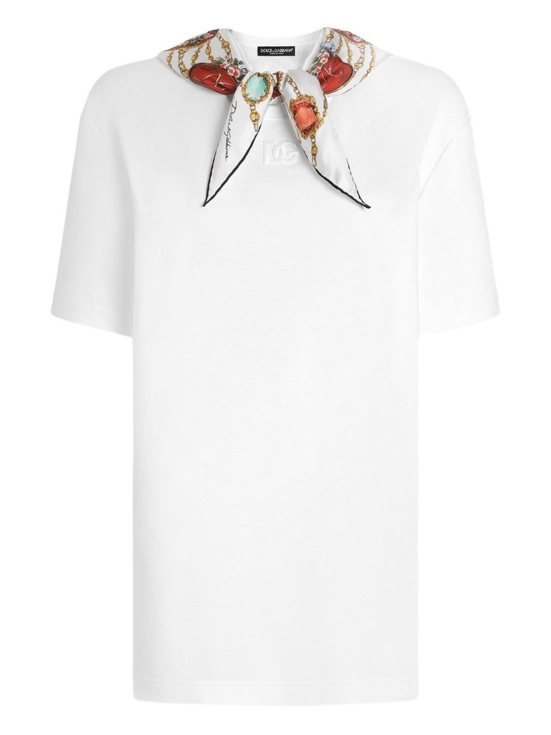 scarf-detail logo-embroidered T-shirt 1