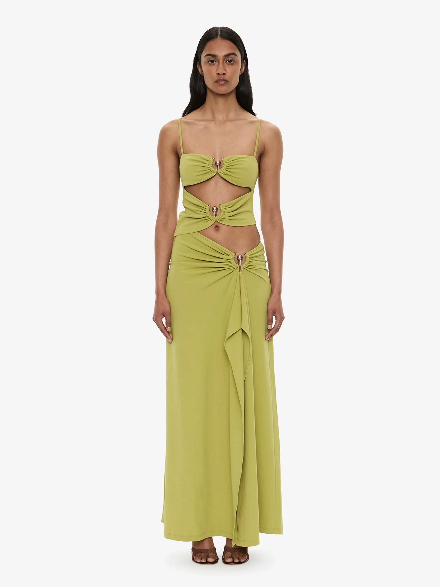 Orbit Ruched Disconnect Cascade Dress - 1