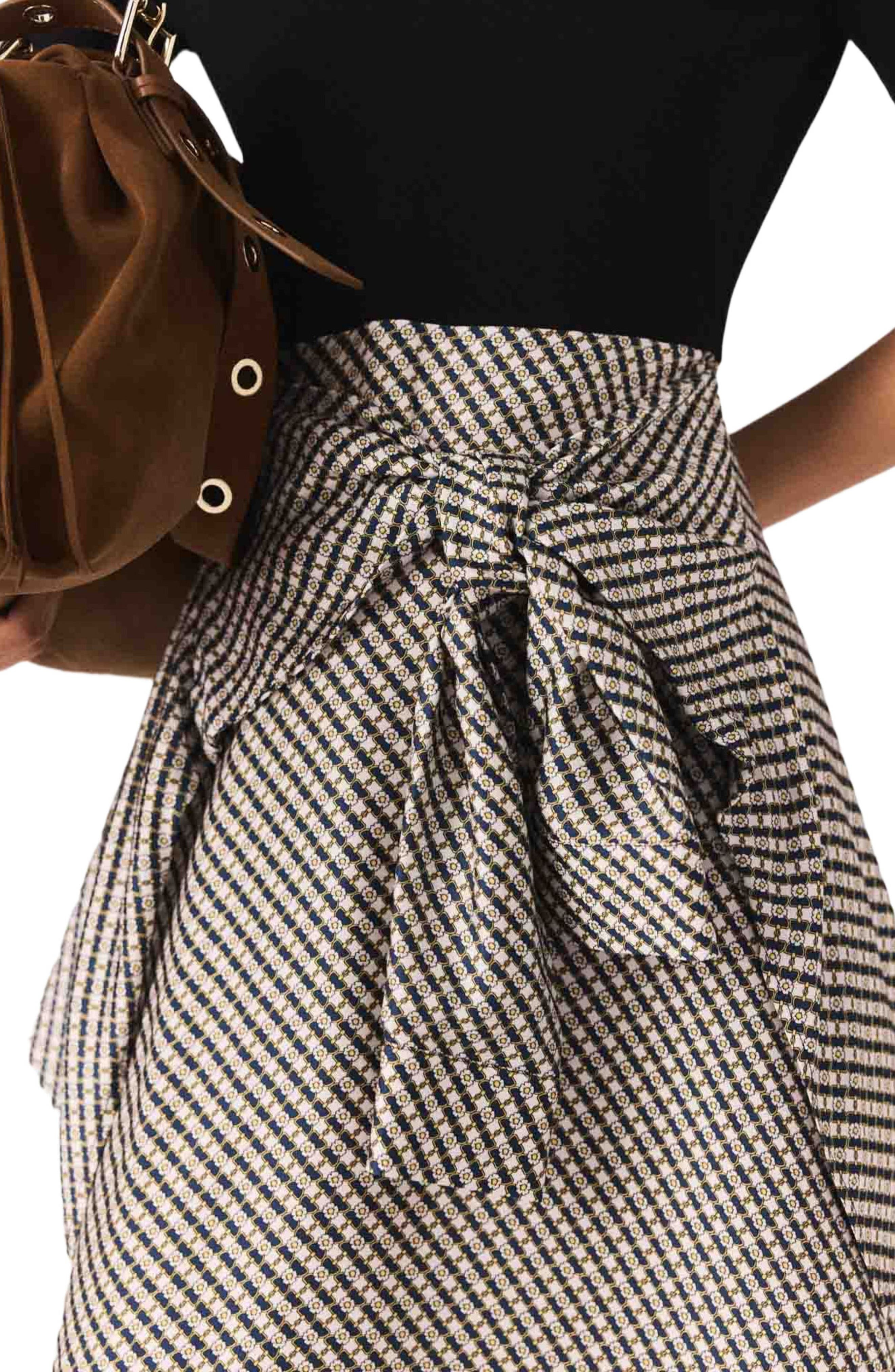 maje Printed two-tone dress in Ecru Print-Tie at Nordstrom - 5