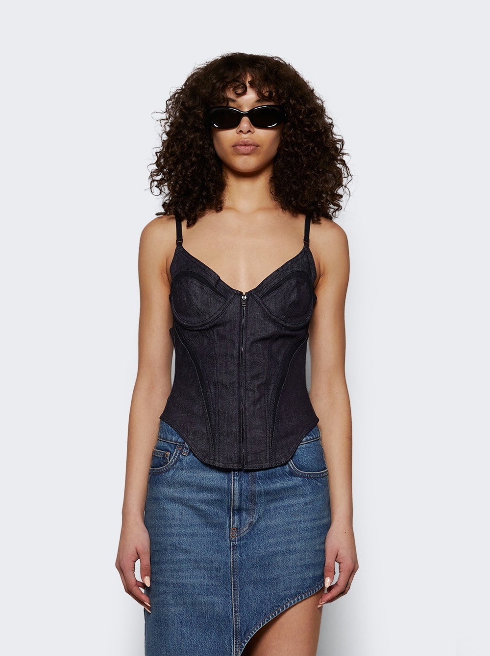 Corset Denim Top Raw Blue And Black - 2