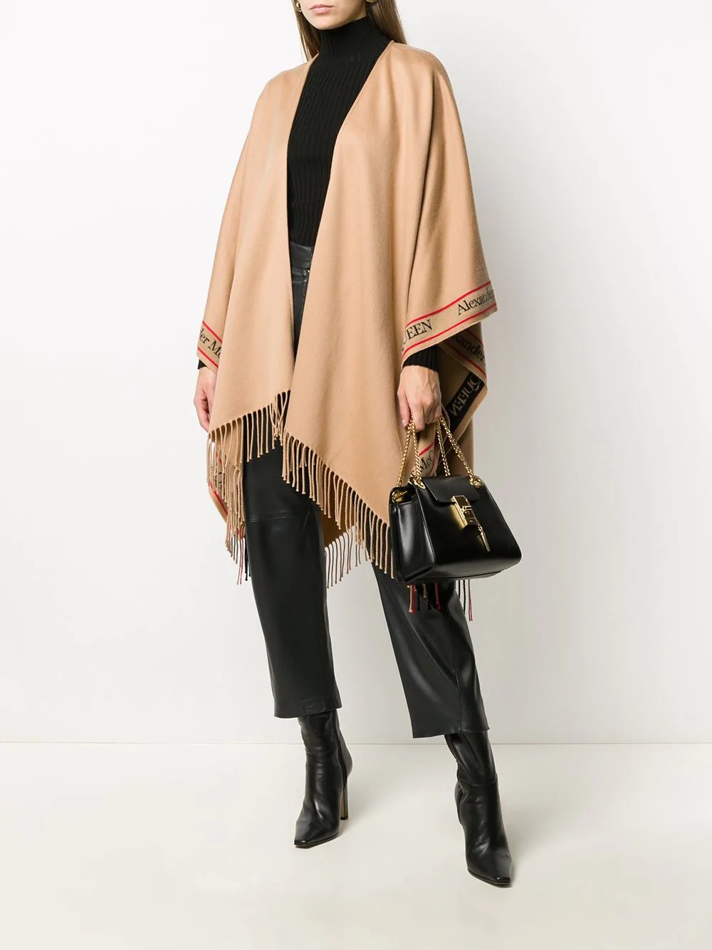 logo band fringed scarf - 2