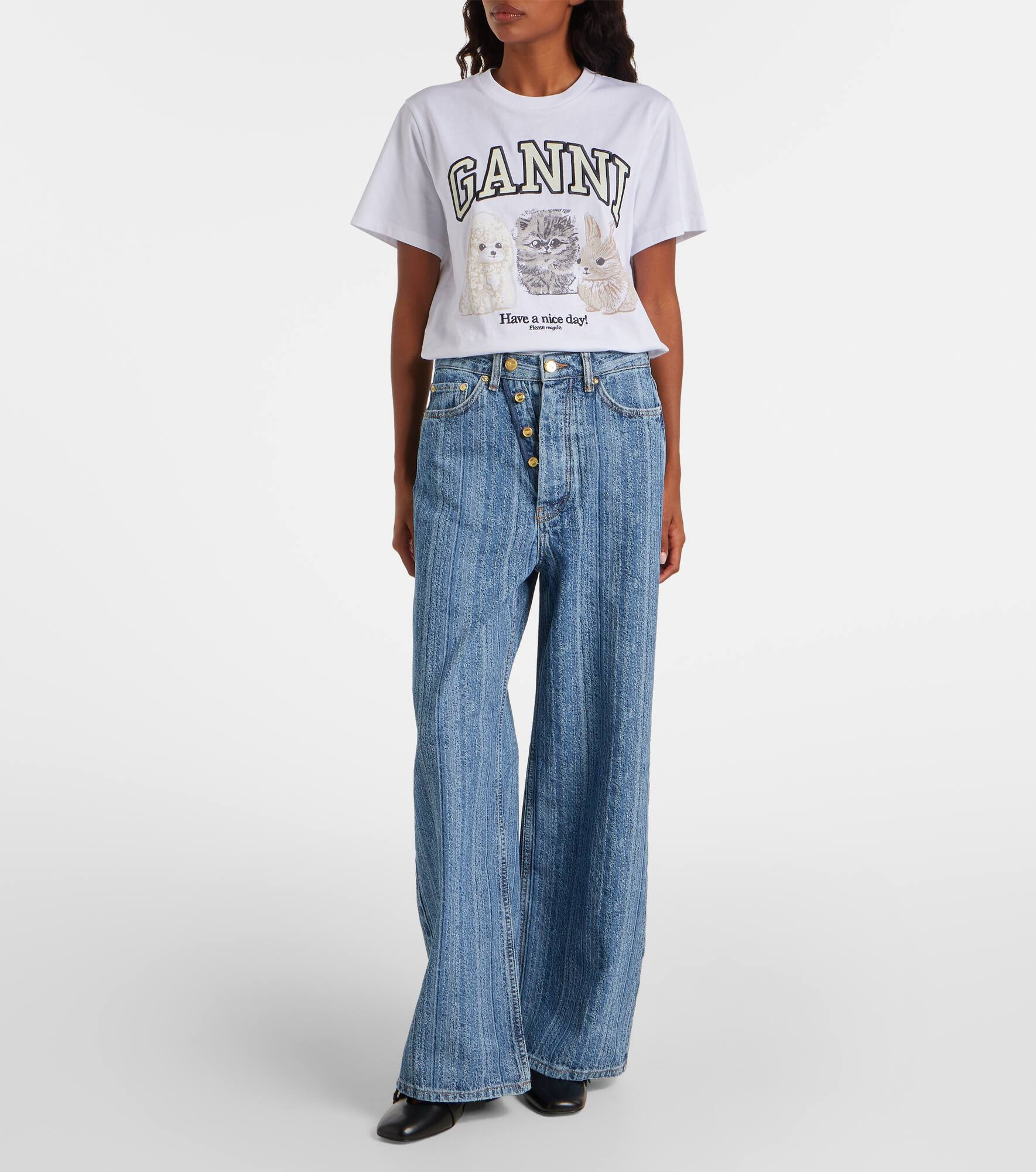 Striped wide-leg jeans - 7
