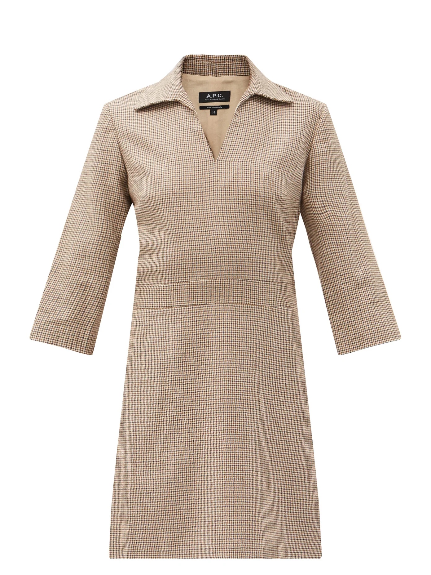 Merida shepherd-checked wool-twill dress - 1