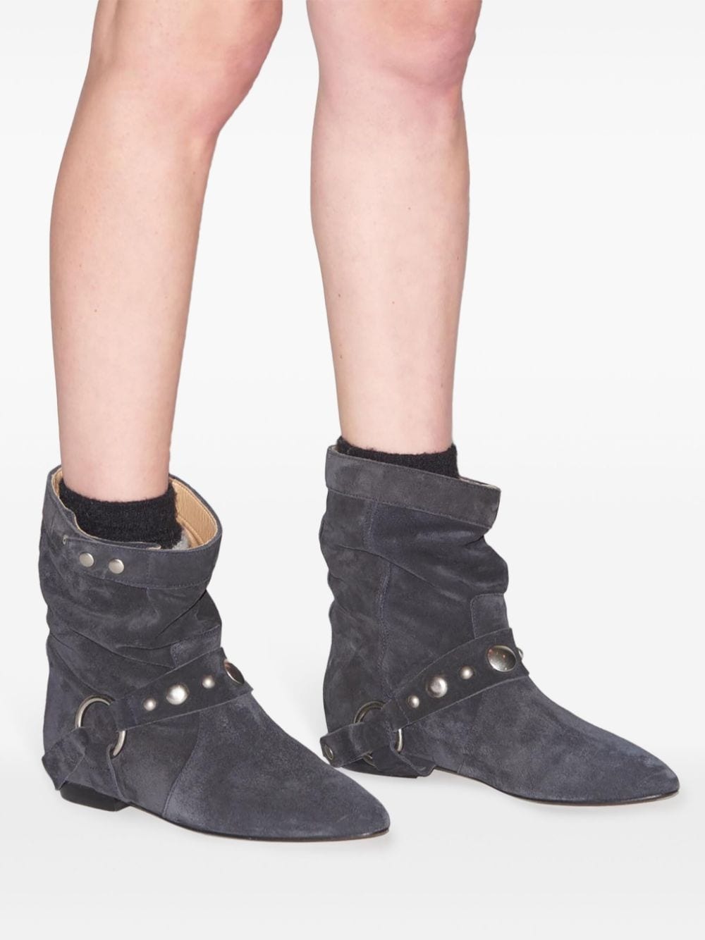 stud-embellished suede boots - 5