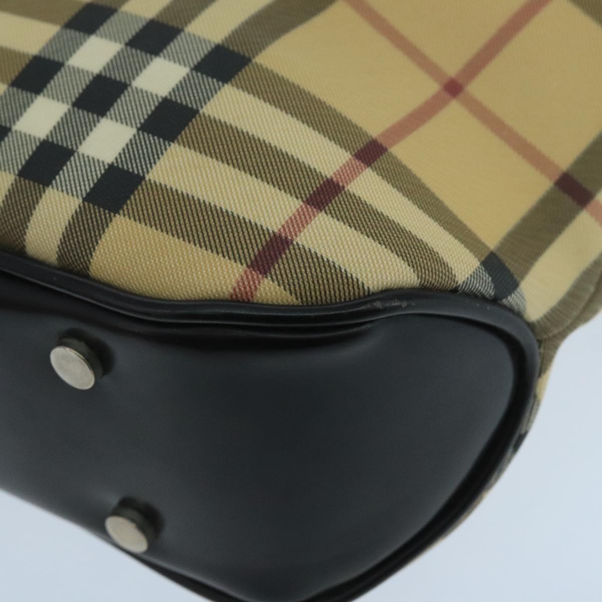 Burberry Nova Check Hand Bag Coated Canvas Beige Black Silver - 10
