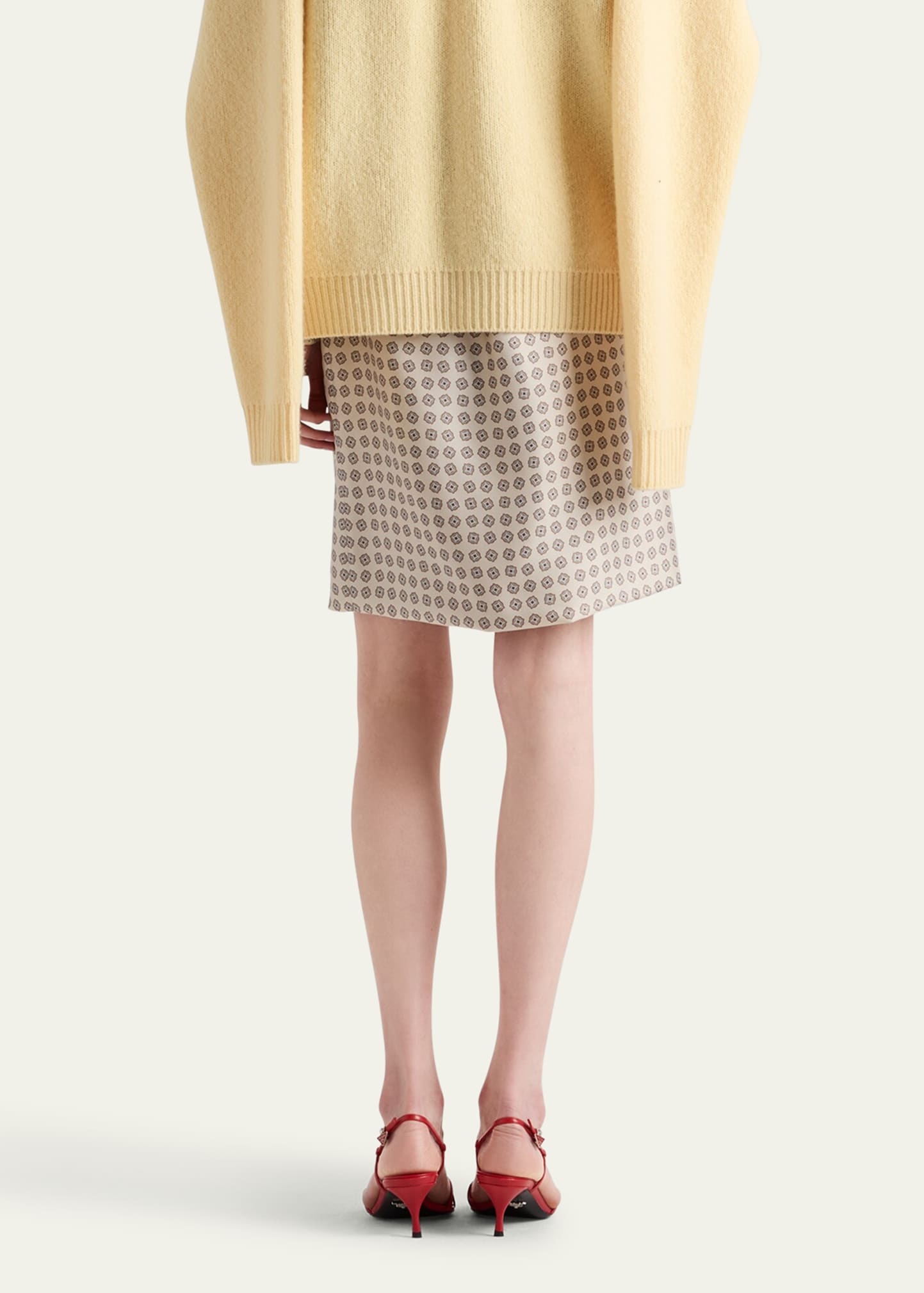 Geometric Print Silk Twill Mini Skirt - 3